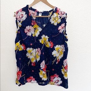 💛 Old Navy Blue Floral Tank Top Blouse
